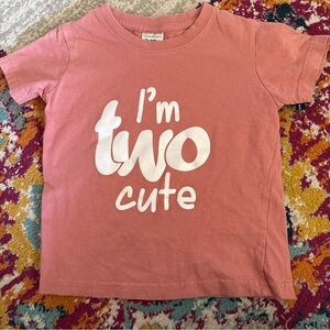 Kids Pink 'I'm Two Cute' Tee